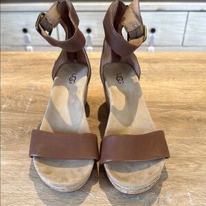 UGG Women's Brown Summer Sandals with Wedge